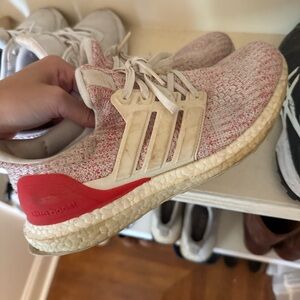 Adidas Ultra Boost Red and White Running Shoes